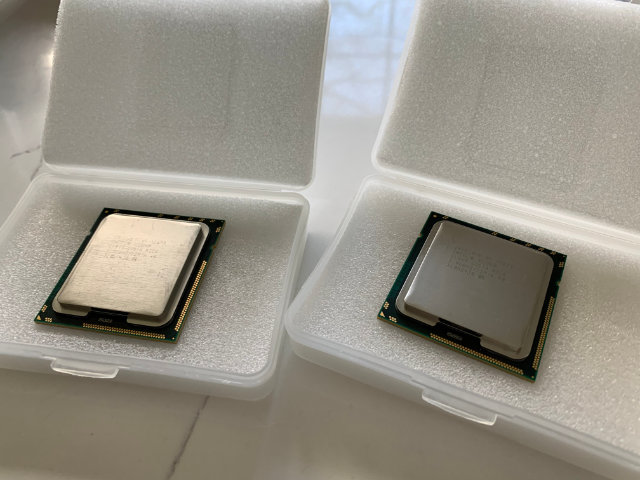 Figure 1: A Pair of Xeon 5690 (32 nm 6 core, 12 thread 3.46 GHz)